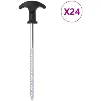 vidaXL Piquets de tente 24 pcs 17 cm Ø7 mm acier galvanisé
