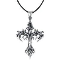 EtNox hard and heavy Collier Gothic de - Flammen-Kreuz - pour Unisexe - couleur argent - Taille Standard