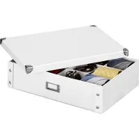 Zeller 17769 Boite de rangement en carton pour cravates et ceintures blanc, 44,5 x 31,5 x 11 cm