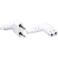 GOOD CONNECTIONS Câble d'alimentation Euro, fiche secteur vers prise Euro 8, coudé à 90° aux deux extrémités (0.75 m), Câble d'alimentation, Blanc