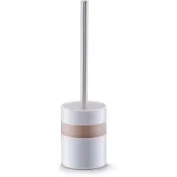 Zeller Ensemble d'accessoires de salle de bain - BEIGE - Céramique - Brosse WC - Acier inoxydable - Design élégant