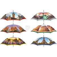 Basics Regenschirm Polyester 170T Ø 58 cm Stadt, Multicolore