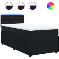 vidaXL Lit boxspring avec matelas noir 80x200 cm velours
