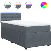 vidaXL Lit boxspring avec matelas gris foncé 90x200 cm velours