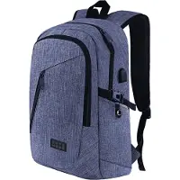 TRVLMORE Sac à dos avec durée de vie - Sac à dos avec compartiment pour ordinateur portable de 15,6 pouces - Cartable - Résistant aux éclaboussures - Hommes et femmes - Garçons et filles - 25L - Bleu