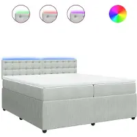 vidaXL Lit boxspring avec matelas gris clair 200x200 cm velours