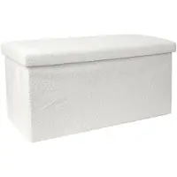 Home Deco Factory Banc Coffre Pliable En Bouclette Blanc