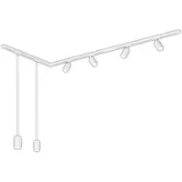 Briloner Système de rails Rail, kit complet, 4 spots GU10, 2 pendules GU10, orientables, forme en L, blanc, 2,25 m