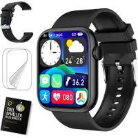 Zoluko Smartwatch pour hommes et femmes - Montre de sport avec tracker de fitness - Montre podomètre - Montre fitness - Smartwatch Android - Smartwatch iOS - Noir