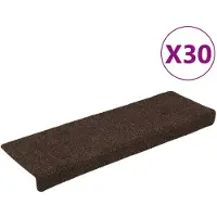 vidaXL Tapis d'escalier autocollants 30 pièces 65 x 21 x 4 cm Marron Bord rectangulaire