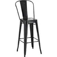CLP Tabouret de bar Aiden en métal avec repose-pieds, noir