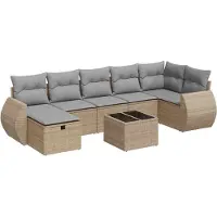 vidaXL Ensemble de jardin canapé 8 pièces avec coussins Beige Poly Rattan