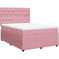 vidaXL Lit boxspring avec matelas rose 160x200 cm velours