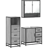 vidaXL Ensemble de meubles de salle de bain 3 pcs Sonoma gris