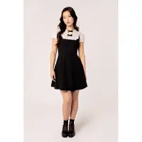 Hell Bunny Robe mi-longue Rockabilly de - Alice Dress - XS - XL - pour Femme - noir/blanc - Taille M