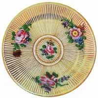 Meander Dekoteller Métal Worcester. Motifs floraux et rayures. Diamètre 26 cm