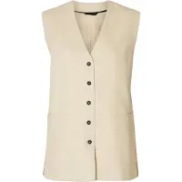 Selected Coton Mélangé Gilet Femme Beige 36