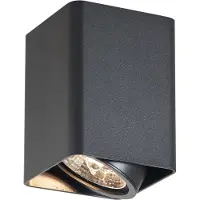 QAZQA Spot de surface design noir GU10 70mm rotatif et inclinable - Vox