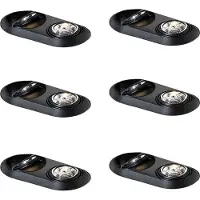 QAZQA Ensemble de 6 spots encastrables arrondis noirs GU10 70mm 2 lumières - Hubs