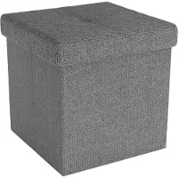 Intirilife Pouf pliable 30x30x30 cm en ROCHE GRIS - Cube de siège avec espace de rangement et couvercle en tissu avec creux - Sitzcube repose-pieds Coffre de rangement Pouf