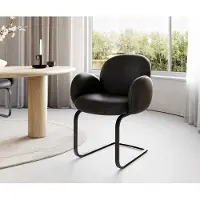 DELIFE Cantilever Nube-Flex avec accoudoirs cuir de vache noir pied cantilever plat noir ressorts ensachés