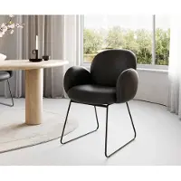 DELIFE Chaise-de-salle-à-manger Nube-Flex avec accoudoirs cuir de vache noir pied trapèze noir ressorts ensachés