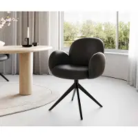 DELIFE Chaise-pivotante Nube-Flex avec accoudoirs cuir de vache noir pied croisé large noir pivotement sur 360° ressorts ensachés