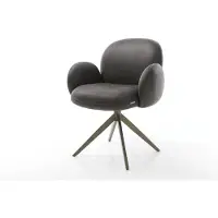 DELIFE Chaise-pivotante Nube-Flex avec accoudoirs microvelours anthracite vintage pied croisé large aspect titane pivotement sur 360° ressorts ensachés