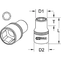 Ks Tools Douille 6 pans 3/4" courte 19 mm - 911.3419