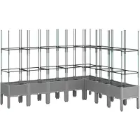 vidaXL Jardinière avec treillis gris clair 200x160x142,5 cm PP