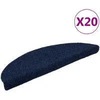 vidaXL Tapis d'escalier autocollants 20 pièces 56 x 17 x 3 cm Bleu marine Demi-rond