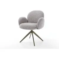 DELIFE Chaise-pivotante Nube-Flex avec accoudoirs côtelé gris argenté pied croisé large aspect titane pivotement sur 360° ressorts ensachés