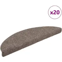vidaXL Tapis d'escalier autocollants 20 pièces 56 x 17 x 3 cm Beige Demi-rond