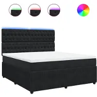 vidaXL Lit boxspring avec matelas noir 180x200 cm velours