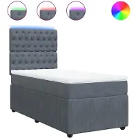 vidaXL Lit boxspring avec matelas gris foncé 90x200 cm velours