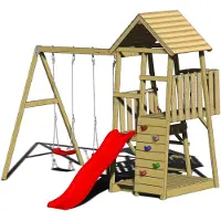 Wendi Toys Tour de jeux Salamander en bois Plancher avec toit à deux versants inclus