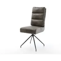 DELIFE Chaise-de-salle-à-manger Pela-Flex microvelours gris antique pied croisé conique noir ressorts ensachés