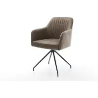DELIFE Chaise-de-salle-à-manger Greg-Flex microvelours taupe vintage pied croisé conique noir ressorts ensachés