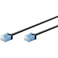 Goobay 74240 Câble patch CAT 6A ultra flexible, slim, U/UTP, noir, 7.5 m - connecteur extra court, conducteur cuivre pur (CU), LSZH, gaine TPE, AWG 32