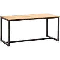 Wohnling Table de salle à manger 200x100x76 cm acacia massif métal Table de salle à manger style loft table de cuisine avec pieds en métal table en bois industrielle Grande table de salle à manger