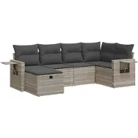 vidaXL Ensemble de salon de jardin 6 pièces avec coussins gris clair Poly rotin