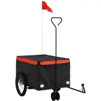 vidaXL Remorque vélo noir et orange 30 kg de fer