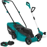 Vonroc Tondeuse à gazon et coupe-bordures sans fil 20V | Set complet avec batterie 4.0Ah et chargeur in-clus
