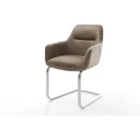 DELIFE Cantilever Pejo-Flex microvelours taupe vintage pied cantilever plat acier inoxydable brossé ressorts ensachés