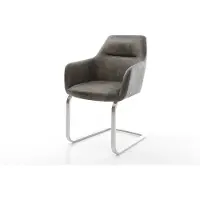DELIFE Cantilever Pejo-Flex microvelours gris antique pied cantilever plat acier inoxydable brossé ressorts ensachés