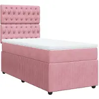 vidaXL Lit boxspring avec matelas rose 90x200 cm velours