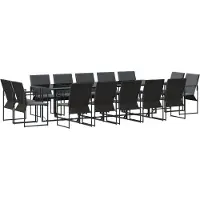 vidaXL Ensemble de jardin pour repas, 15 pièces, noir, en acier
