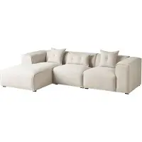 Beliani Canapé Angle À Droite 3 Places En Tissu Beige Clair Dolva