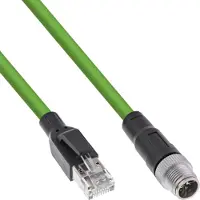 InLine câble réseau industriel, M12 8 broches codage X mâle à RJ45 mâle, Cat.6A 2m