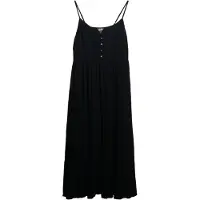 Superdry Femme Robe Mi-longue Semi-boutonnée à Volants Black Taille: 38